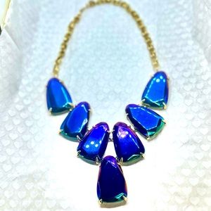 Kendra Scott Harlow Gunmetal Black Iridescent Stones Statement Bib Necklace KS